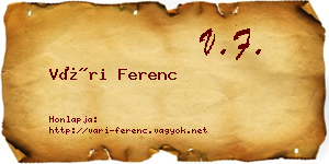 Vári Ferenc névjegykártya
